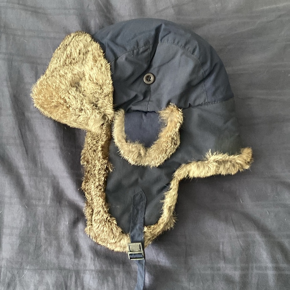 Blue Trapper Hat with Fur Trim - Picture 3 of 9